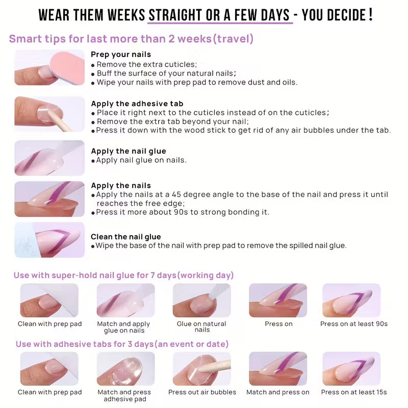 96pcs Short Gradient Press-On Nails Set