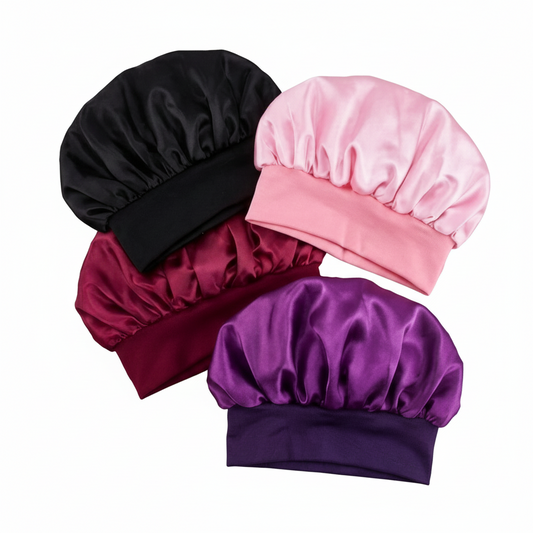 4 Pack Soft Satin Beanie Caps
