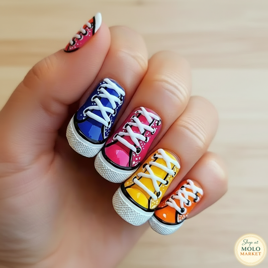 24pcs Canvas Shoe Style Press-On Nails