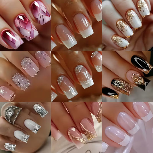 96pcs Short Square (French Style) Press On Nails